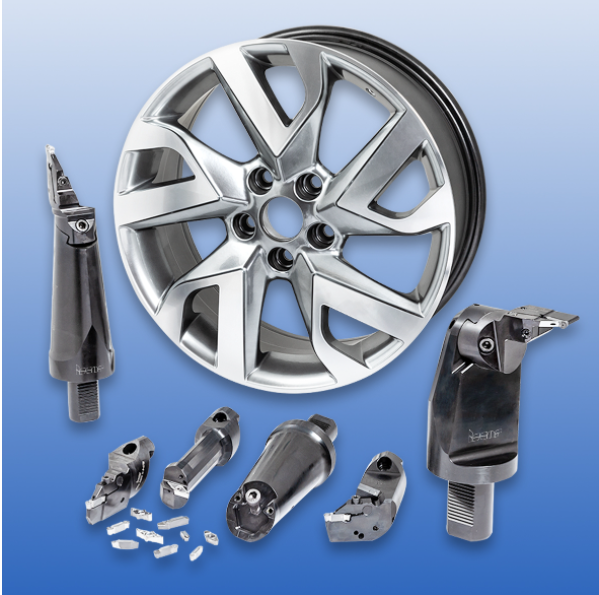 Fig. 4 – Quick-change tooling for turning aluminum wheels.